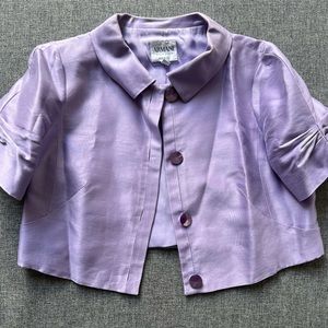 Armani Collezioni Silk Blend Puff Sleeve Purple Blazer - Size 44